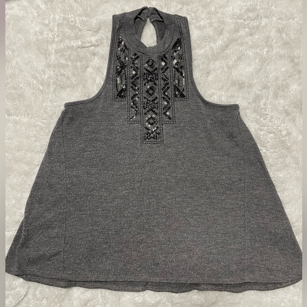 Hollister 💎 High Neck Beaded/Sequin Racerback Keyhole Tank Top